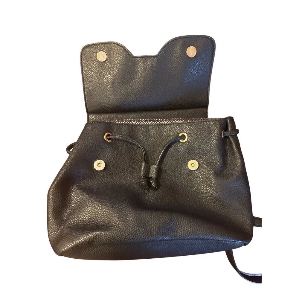 Nanette Lepore Black Faux Leather Backpack Purse Tote Convertible Bag Women's